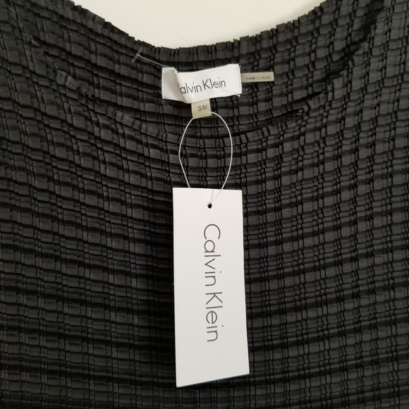 Calvin Klein Women's Top Size S/M Small Medium Black Sleeveless Textured Stretch - Picture 3 of 9